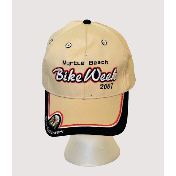 Myrtle Beach Bike Week 2007 Eagle Ball Cap 67th Anniversary Beige Adj Strap - Picture 1 of 10